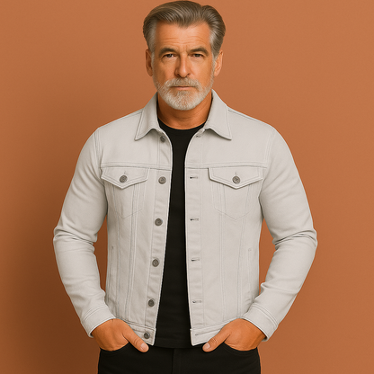 Casual Solid Denim Jacket for Men | Marcellus