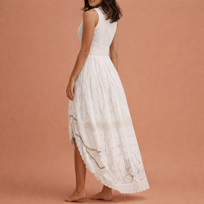 Boho Summer Maxi Dress with V-Neck and Split for Women | Elara