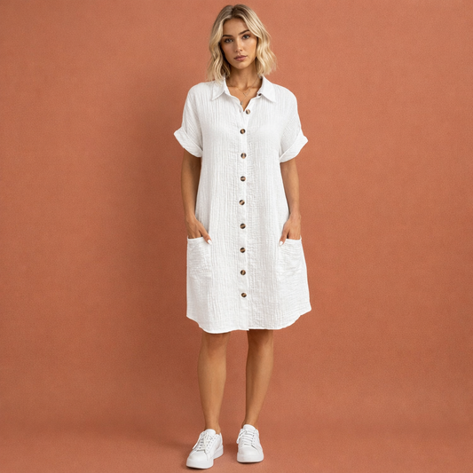Casual shirt dress with button closure for women | Suzanne