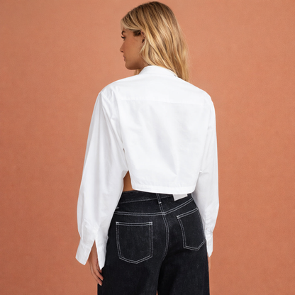 Cropped blouse with collar and modern cut for women | Milou