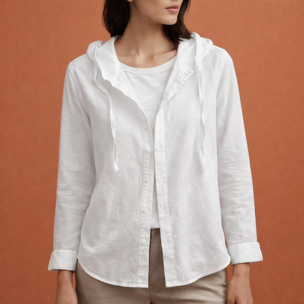 Ladies' blouse with hood and button closure | Marinelle