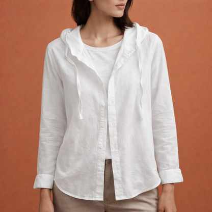 Ladies' blouse with hood and button closure | Marinelle