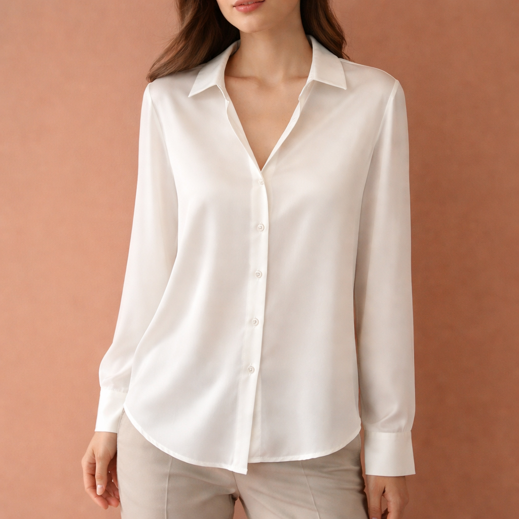 Elegant women's blouse with classic collar and button closure | Evelyne