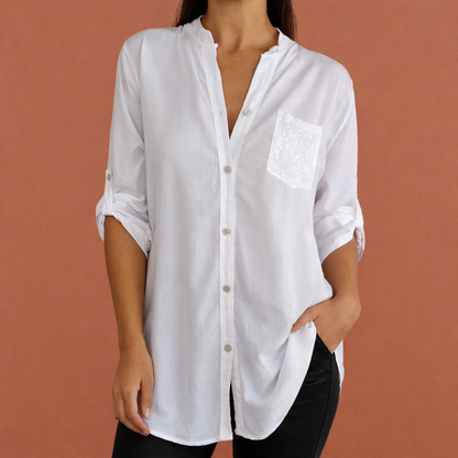 Sequined blouse with rolled sleeves for women | Marieke