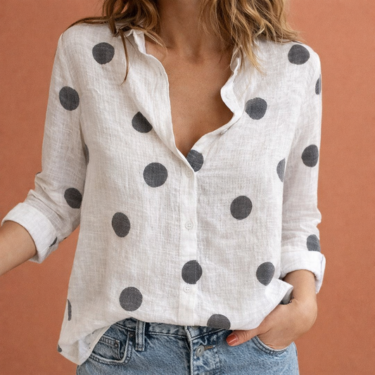 Ladies blouse with collar and polka dot pattern for everyday use | Luna