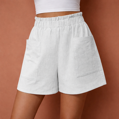 Casual linen shorts for women with elastic waist and pockets | Elira