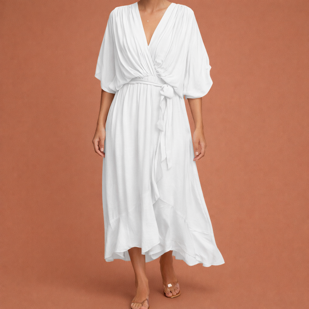 Elegant maxi dress with V-neck and flattering fit for women | Amara