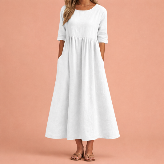 Lightweight Casual Maxi Spring Dress with Pockets for Women | Eva