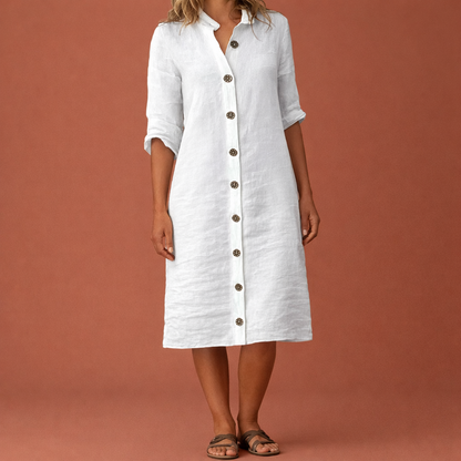 Summer Linen Midi Dress for Women with Airy Fit | Noor