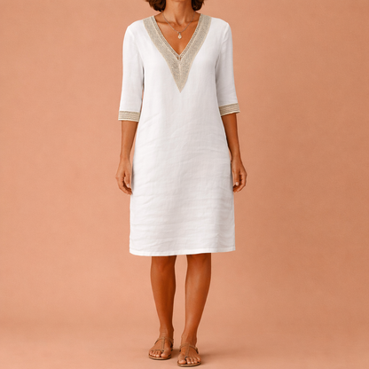 Linen Midi Summer Dress for Women with Airy Fit | Lena