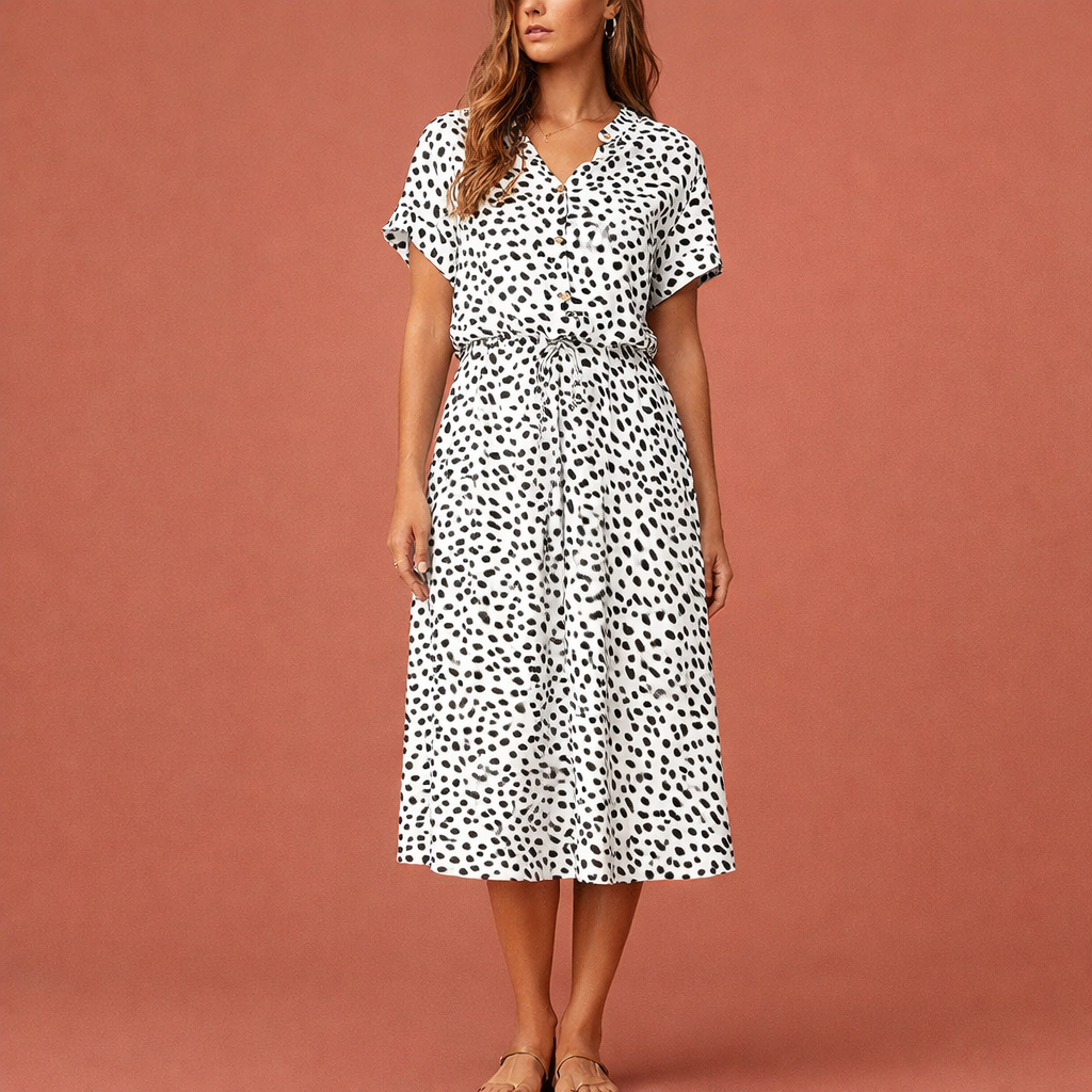 Midi summer dress with print for women | Selena