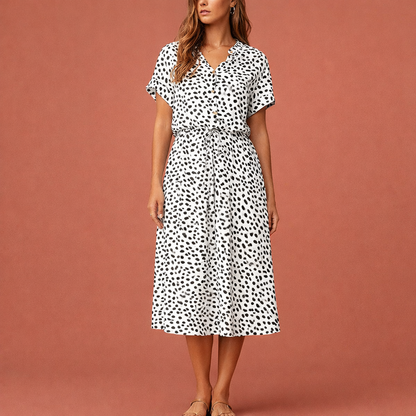 Midi summer dress with print for women | Selena