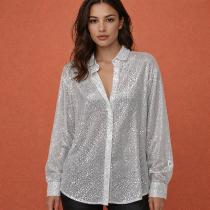 Oversized sequin blouse for women with elegant shine | Elenya