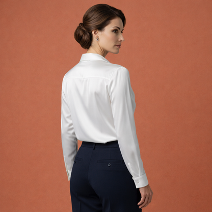Satin Blouse with Draped Collar for Women | Elina