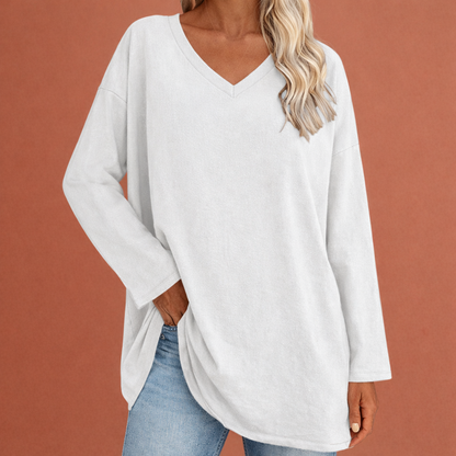 Long V-neck tunic for women with a loose fit | Ivara