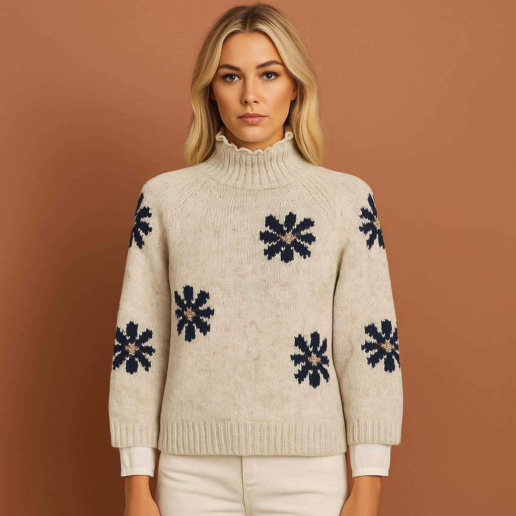 Knitted sweater with floral pattern for women with vintage look | Casa