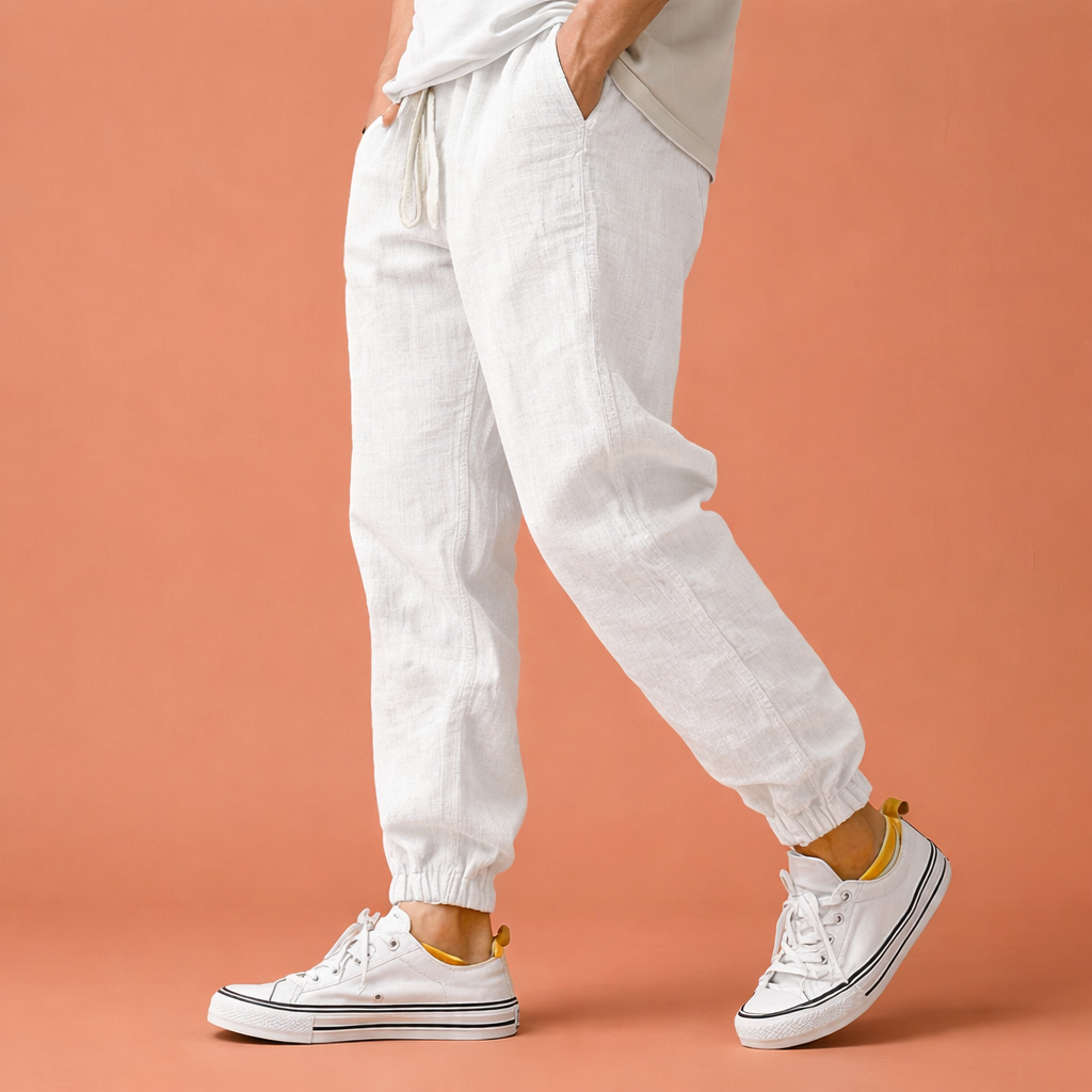 Men's tapered pants with elastic waistband and drawstring for everyday comfort | Gerard