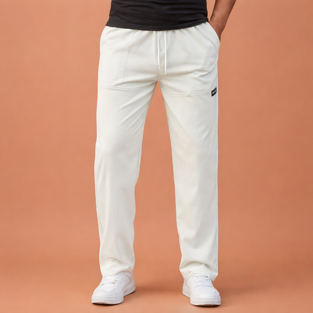 Straight men's trousers with elastic waist and drawstring for everyday comfort | Jelle