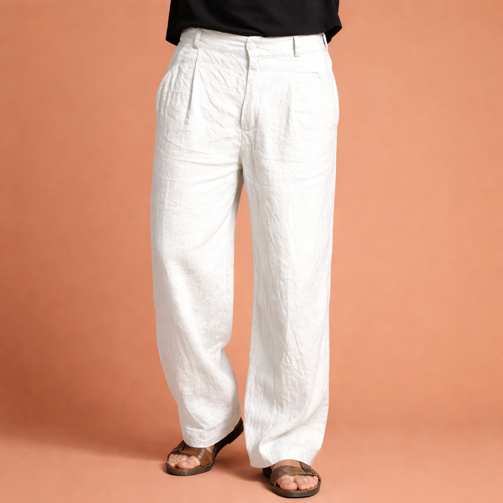 High-waisted wide-leg men's trousers with straight legs and pockets | Arno