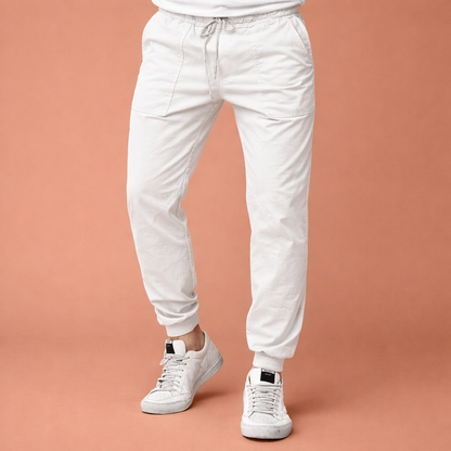 Men's tapered jogger pants with elastic waistband and drawstring | Matteo