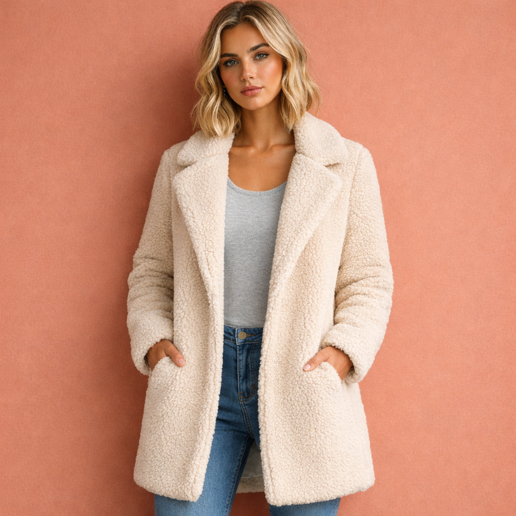 Stylish Long Coat for Women with Wide Lapels | Renske