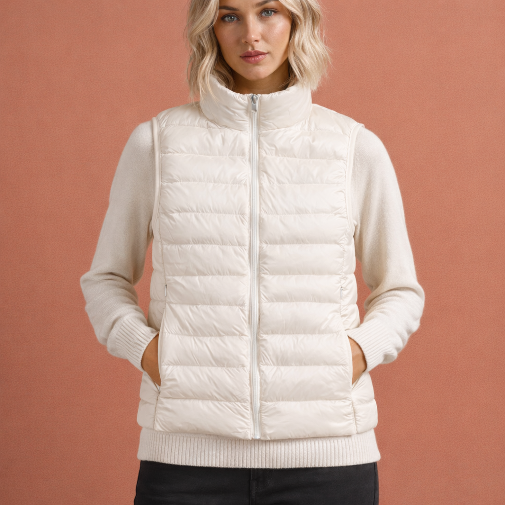 Warm sleeveless winter gilet for women with zipper | Iris
