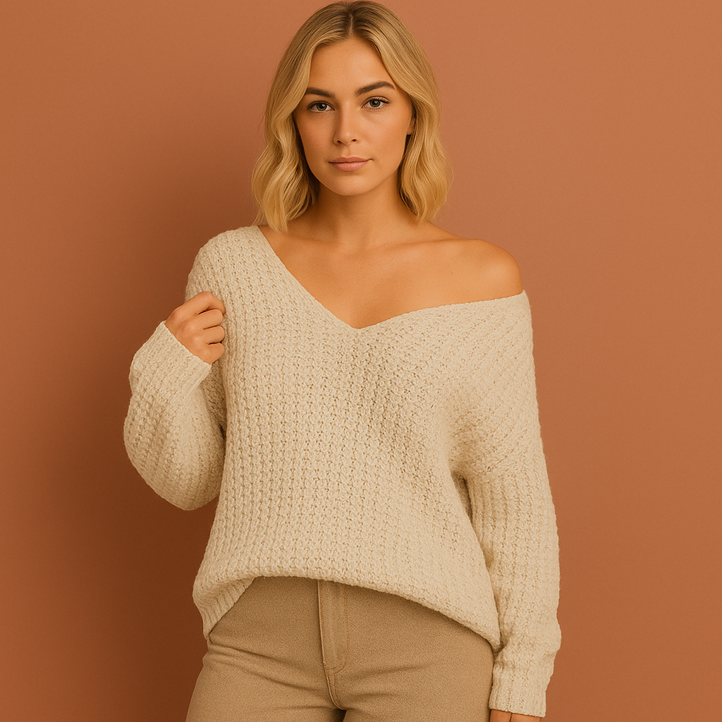 Off-shoulder chunky knit sweater for women | Lira
