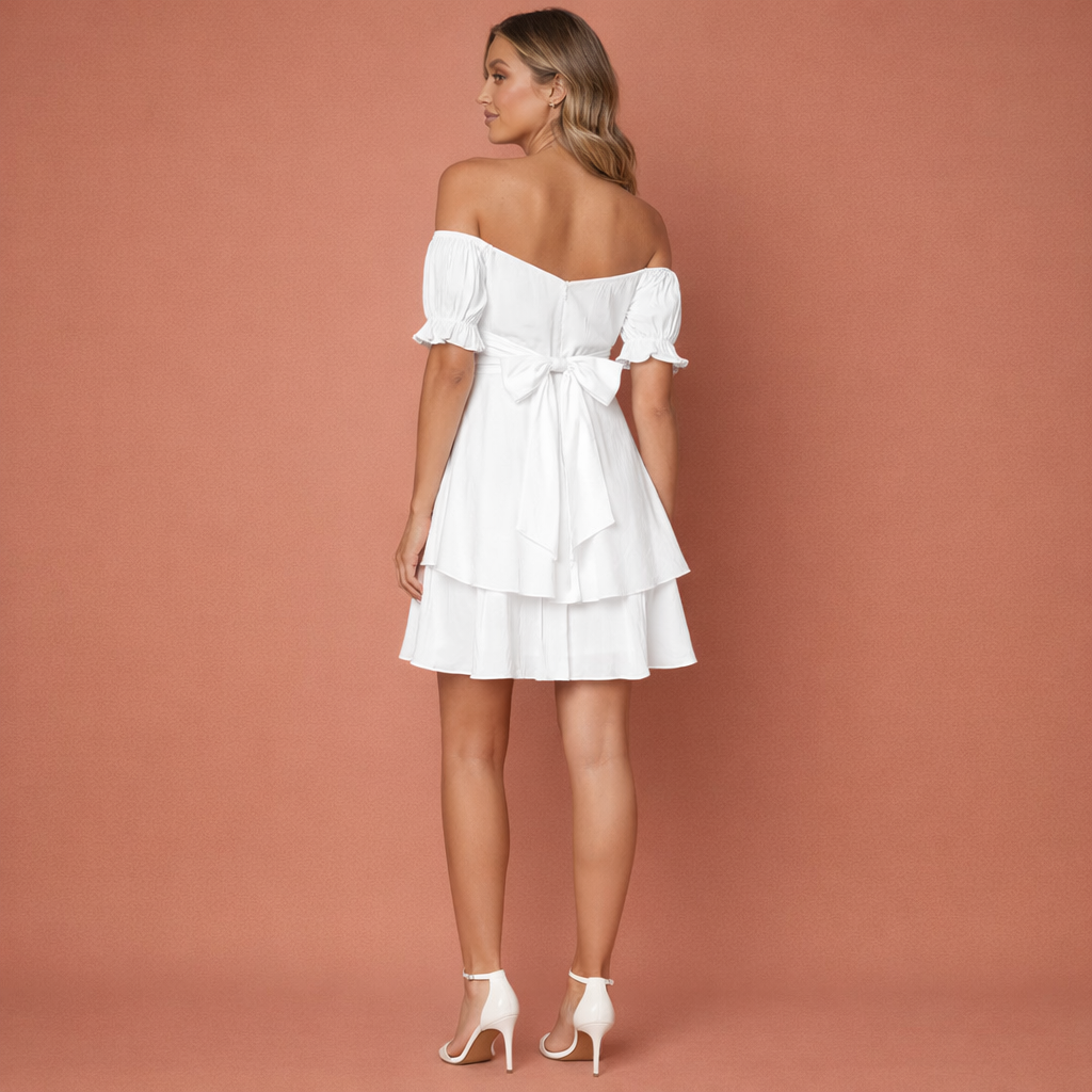 Off-shoulder mini dress for women with a summer vibe | Filomena