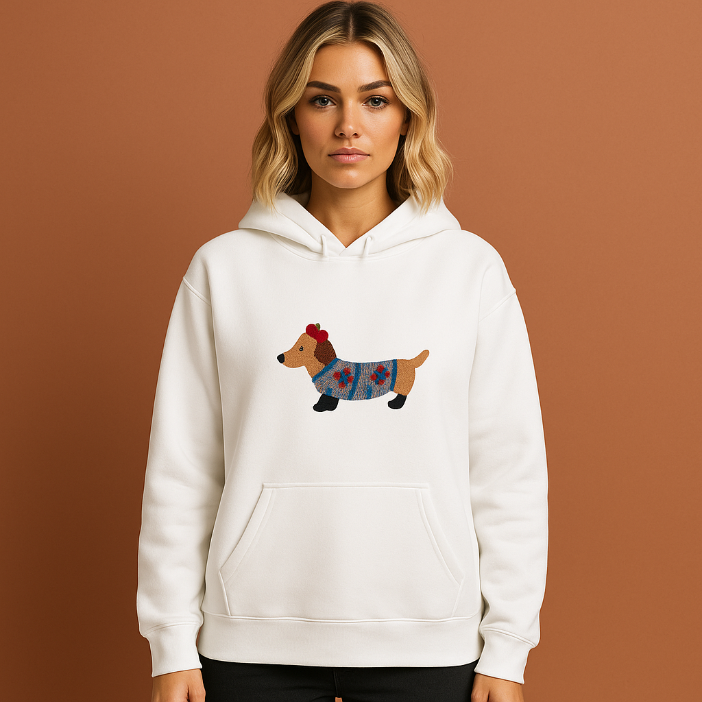 Oversized hoodie with embroidered dachshund for women | Sandy