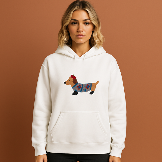 Oversized hoodie with embroidered dachshund for women | Sandy