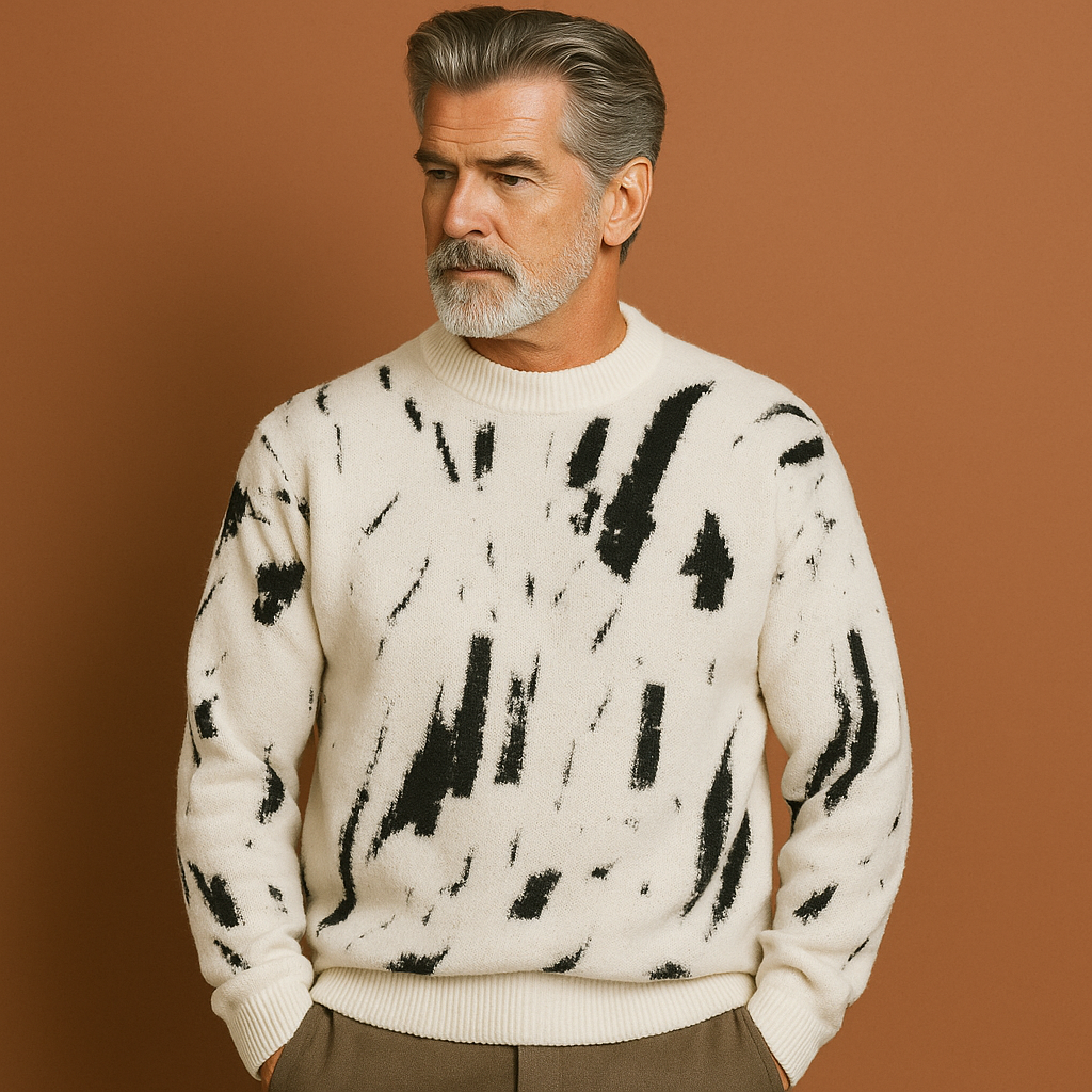Oversized sweater with abstract pattern for men | Jelle