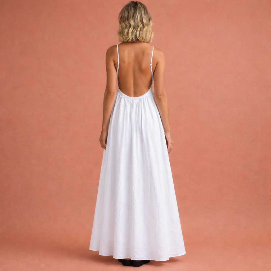 Backless maxi dress with cut-out for women | Rosy