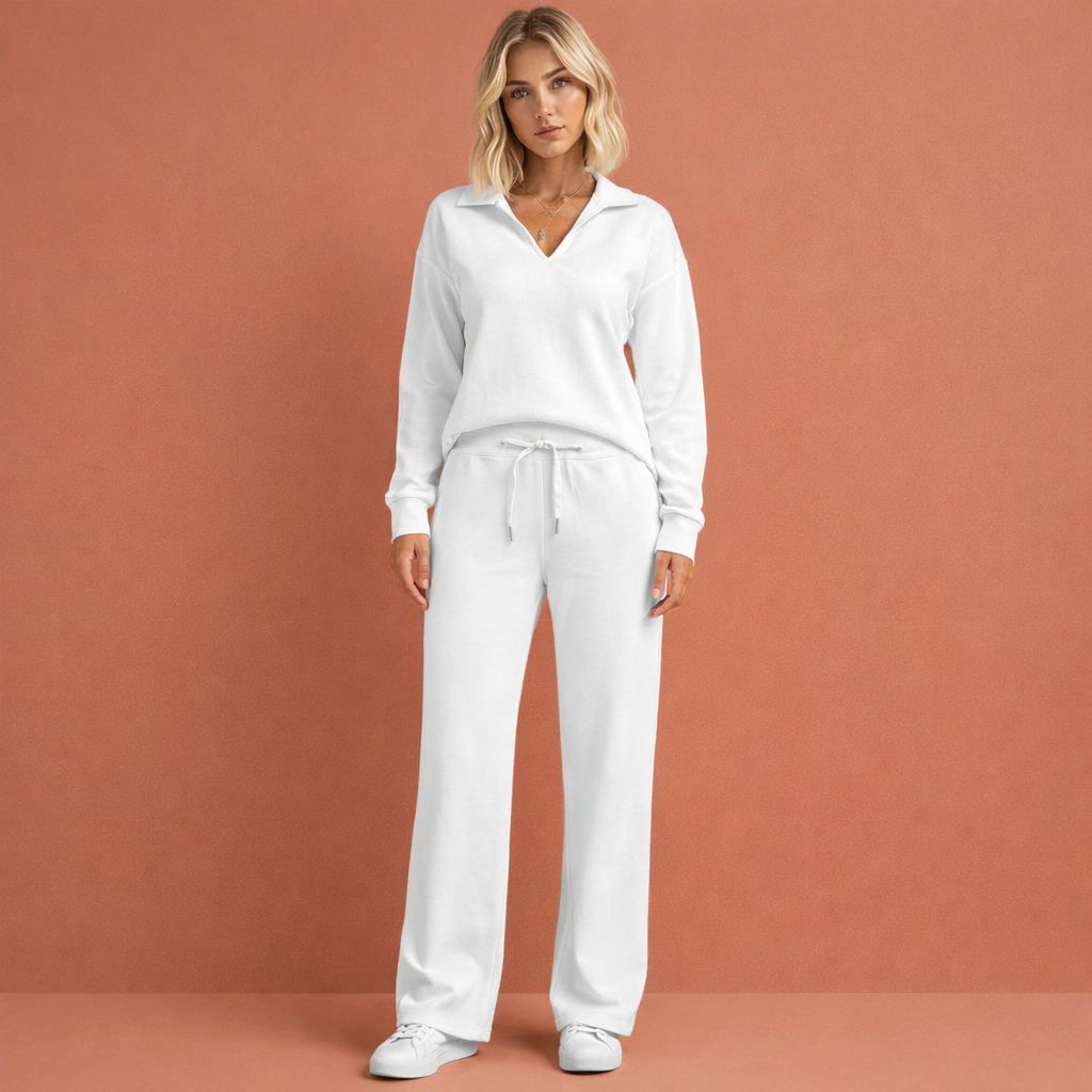 Stylish two-piece set for women with V-neck top | Zelda