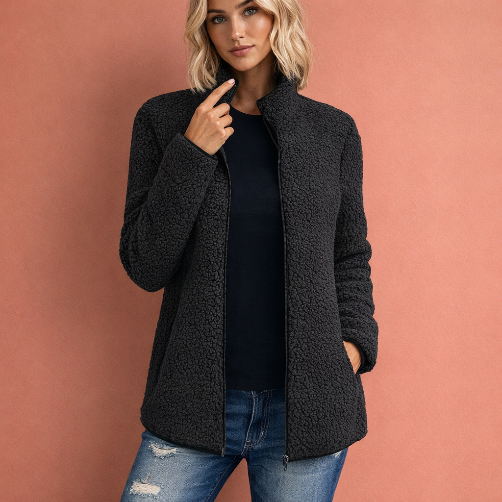 Comfortable fleece vest with high collar and zipper for women | Anouk