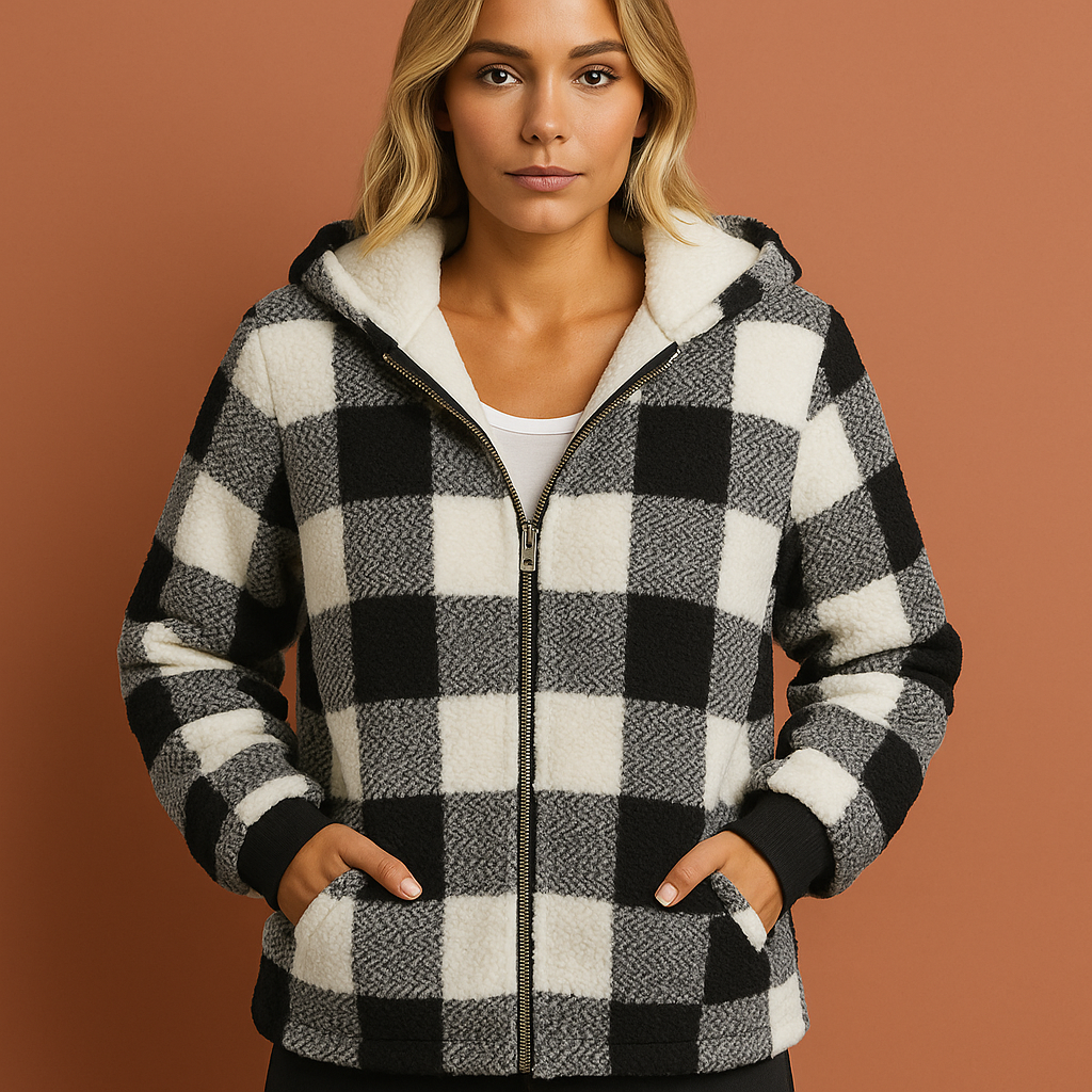 Soft fleece vest with check pattern for women | Marije