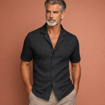 Crocheted Summer Shirt with Lapel Collar for Men | Milan