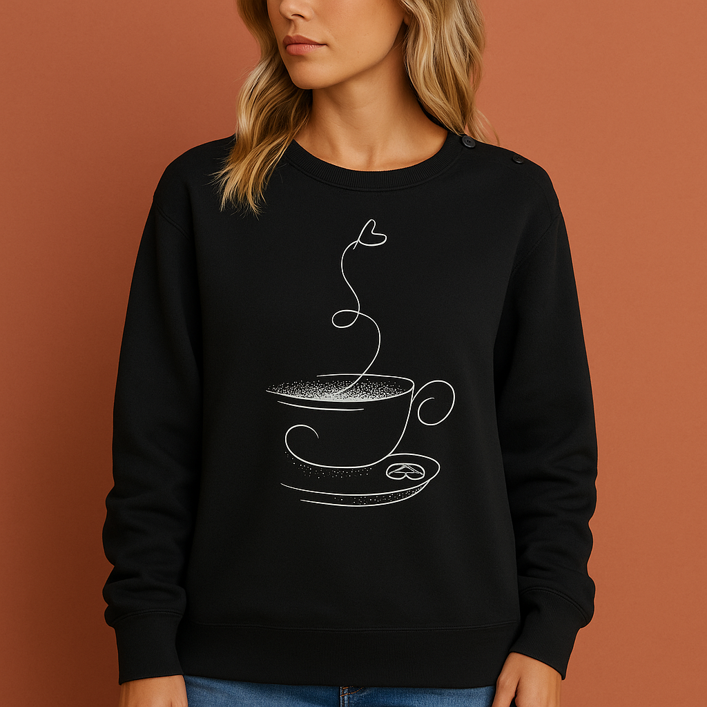 Graphic Sweatshirt with Coffee Motif for Women | Heidi