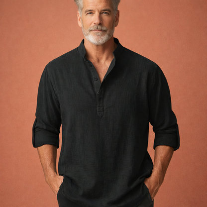 Casual men's Henley shirt with button closure | Tijn