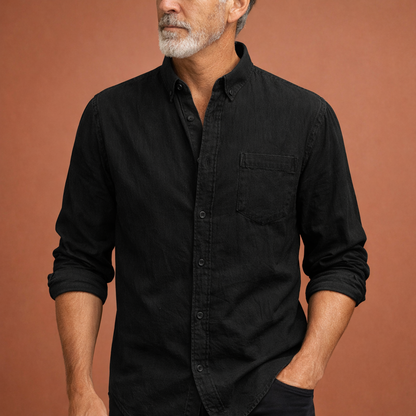 Denim shirt for men with chest pocket and classic collar | Marten
