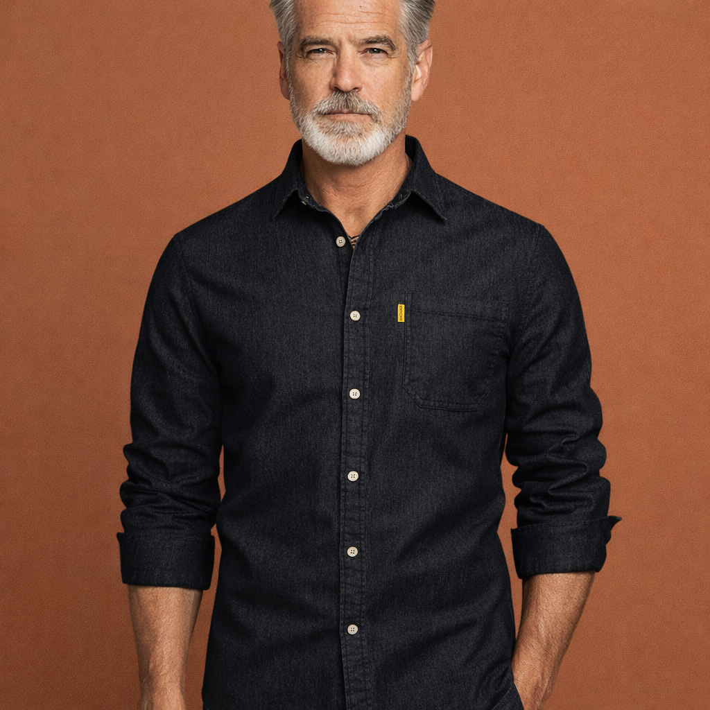 Denim shirt with long sleeves for men | Thijs
