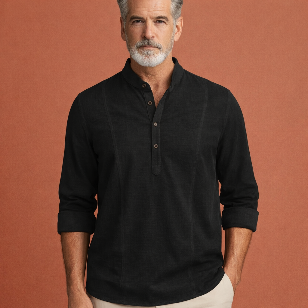Lightweight long-sleeve shirt with half-button closure for men | Casper