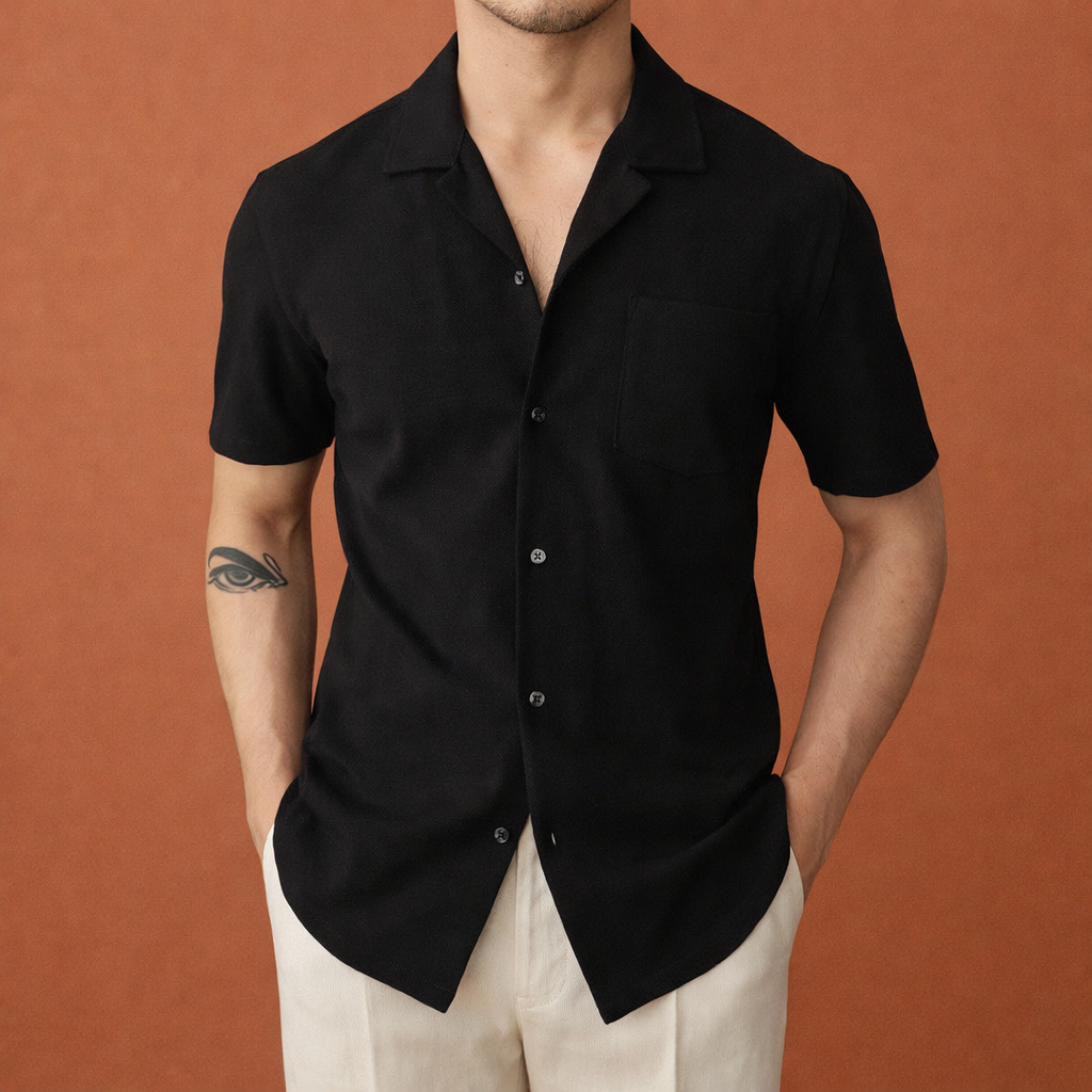 Casual Short Sleeve Shirt for Men with Notched Collar | Otis