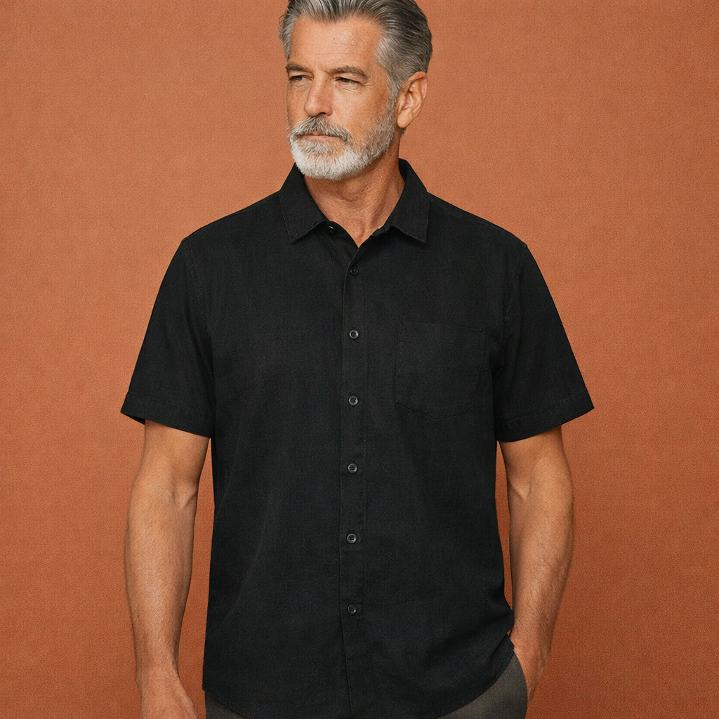 Casual linen summer shirt with short sleeves for men | Tobias