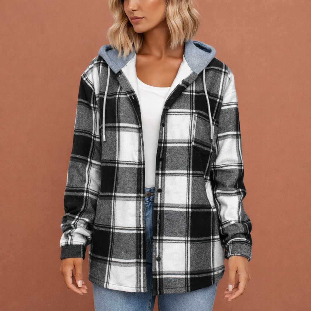 Hooded Overshirt with Button Closure for Women | Karolien