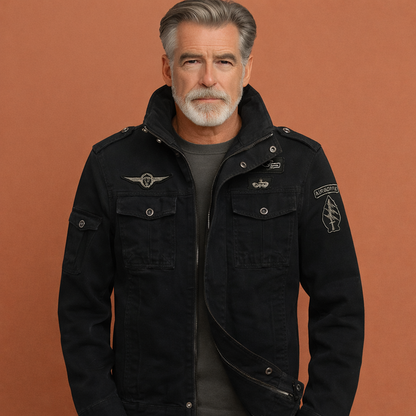 Bomber jacket with stand-up collar and multiple pockets for men | IJsbrand