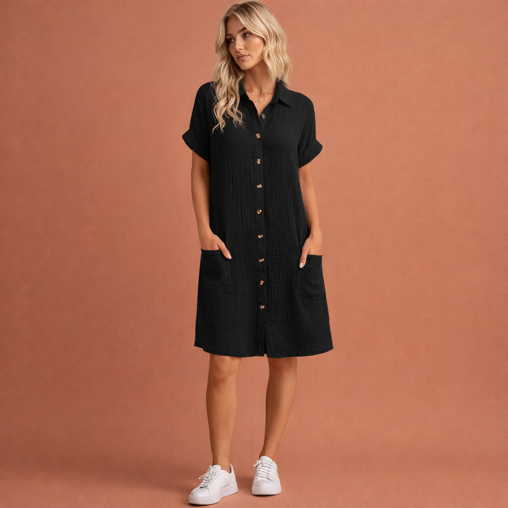 Casual shirt dress with button closure for women | Suzanne