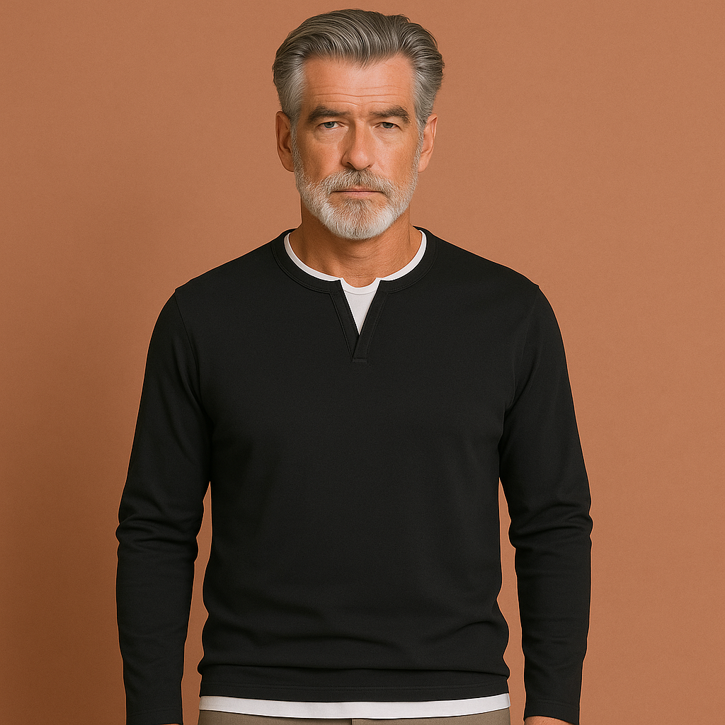 Casual longsleeve with V-neck for men | Coen