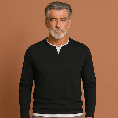 Casual longsleeve with V-neck for men | Coen