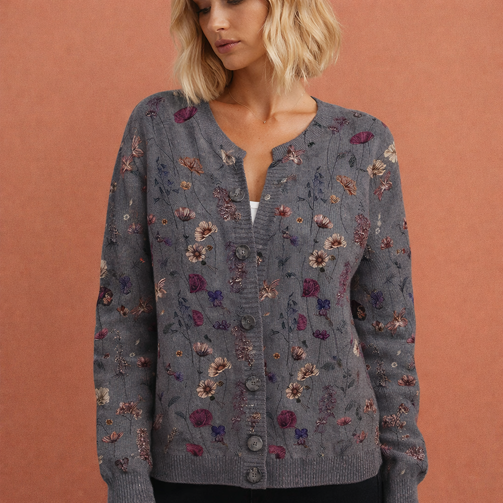 Chic Warm Cardigan with Floral Pattern for Women | Paulien