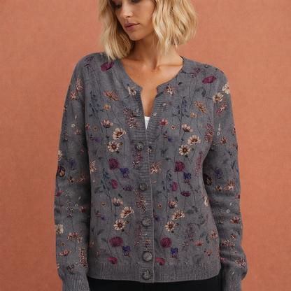 Chic Warm Cardigan with Floral Pattern for Women | Paulien